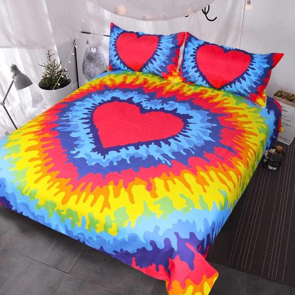 Heart Hippie Tie Dye Abstract Bedding Set