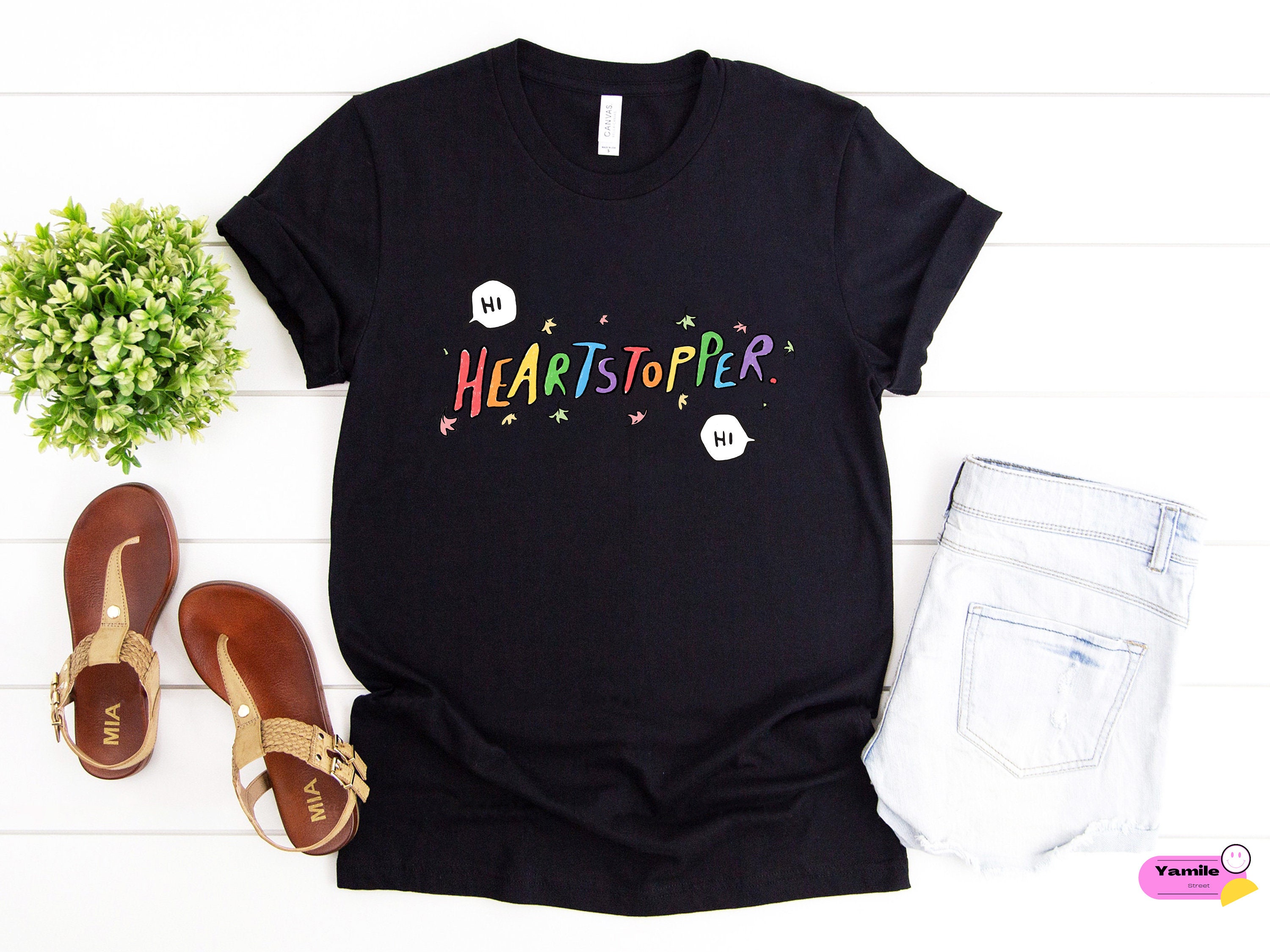 Heartstopper Hi Hi Leaves Alice Oseman Book Nick And Charlie Art Lgbtq Unisex T-Shirt