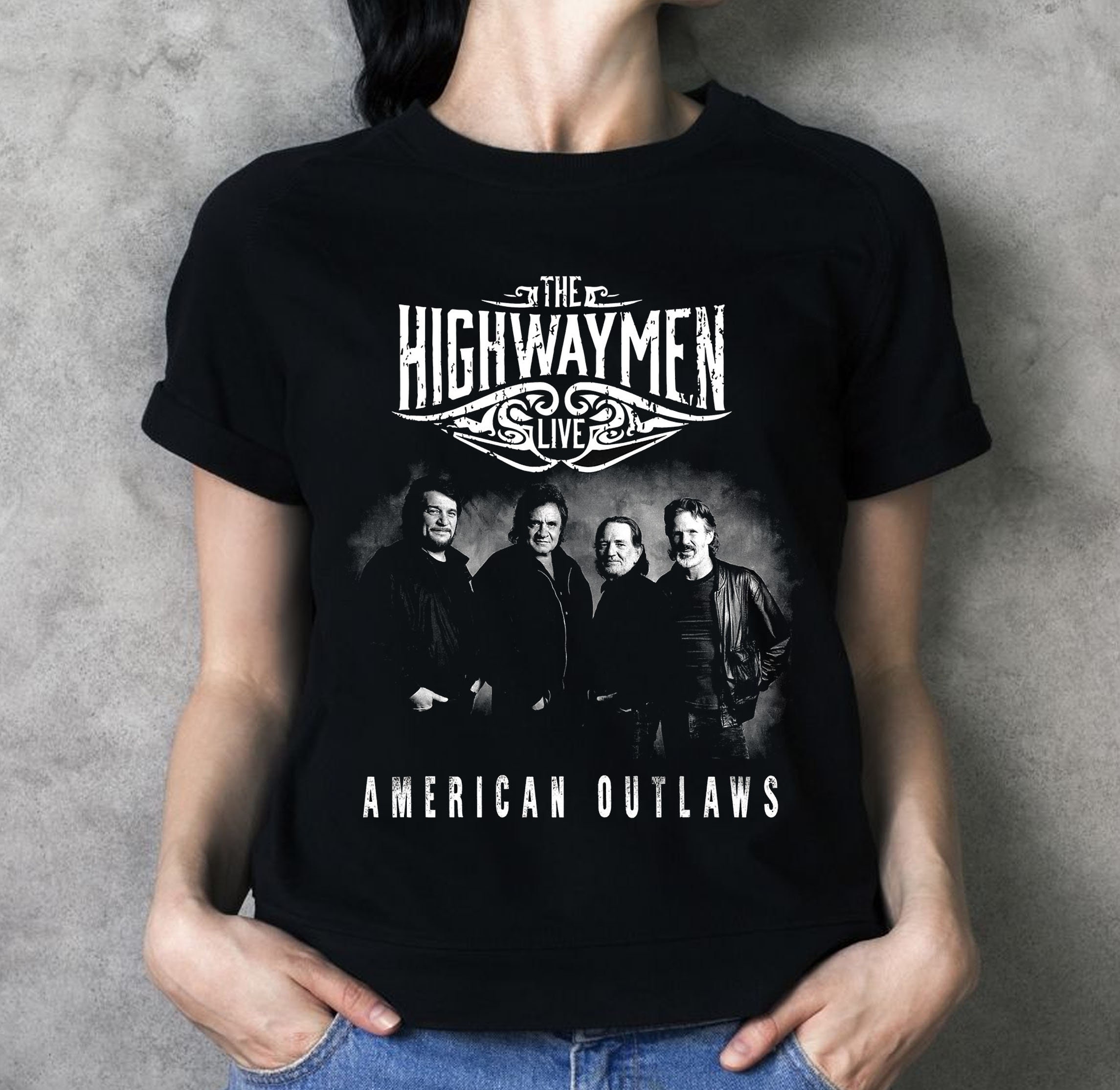 Highwaymen American Outlaws Country Music Johnny Cash Waylon Jennings Kris Kristofferson Willie Nelson Unisex T-Shirt