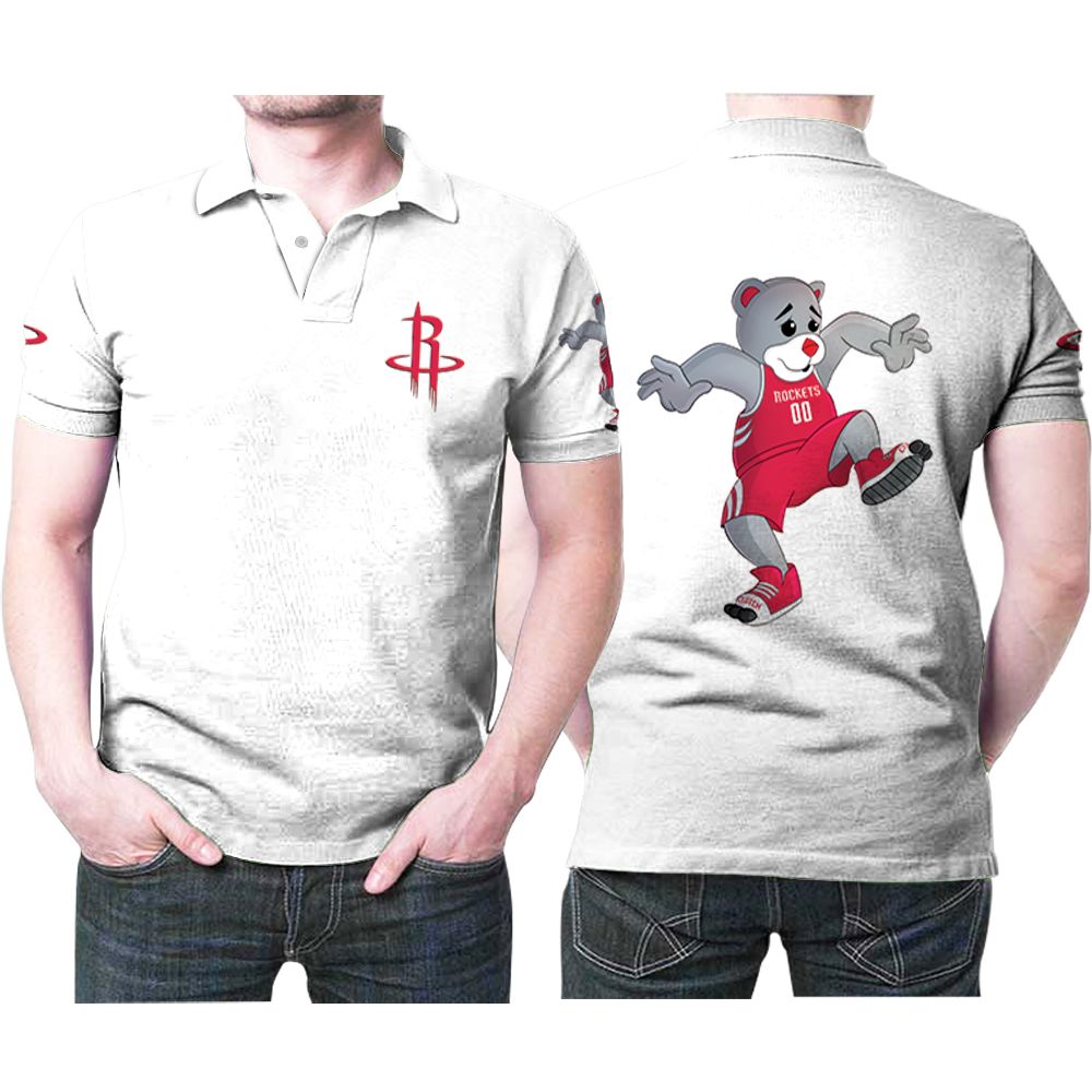 Houston Rockets Basketball Classic Mascot Logo Gift For Rockets Fans White Polo Shirt All Over Print Shirt 3d T-shirt
