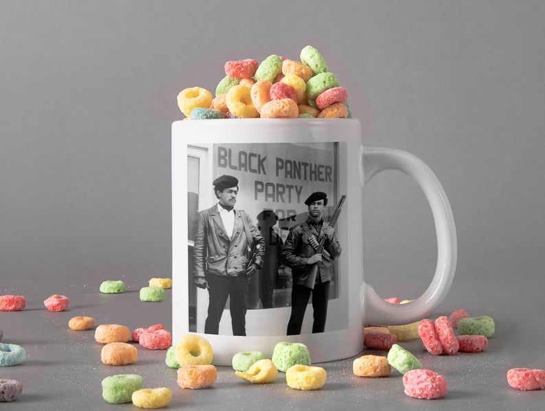 Huey P. Newton, Bobby Seale Guard Gun Mug Black Panther Party Bobby Seale Power Black History Month Premium Sublime Ceramic Coffee Mug White