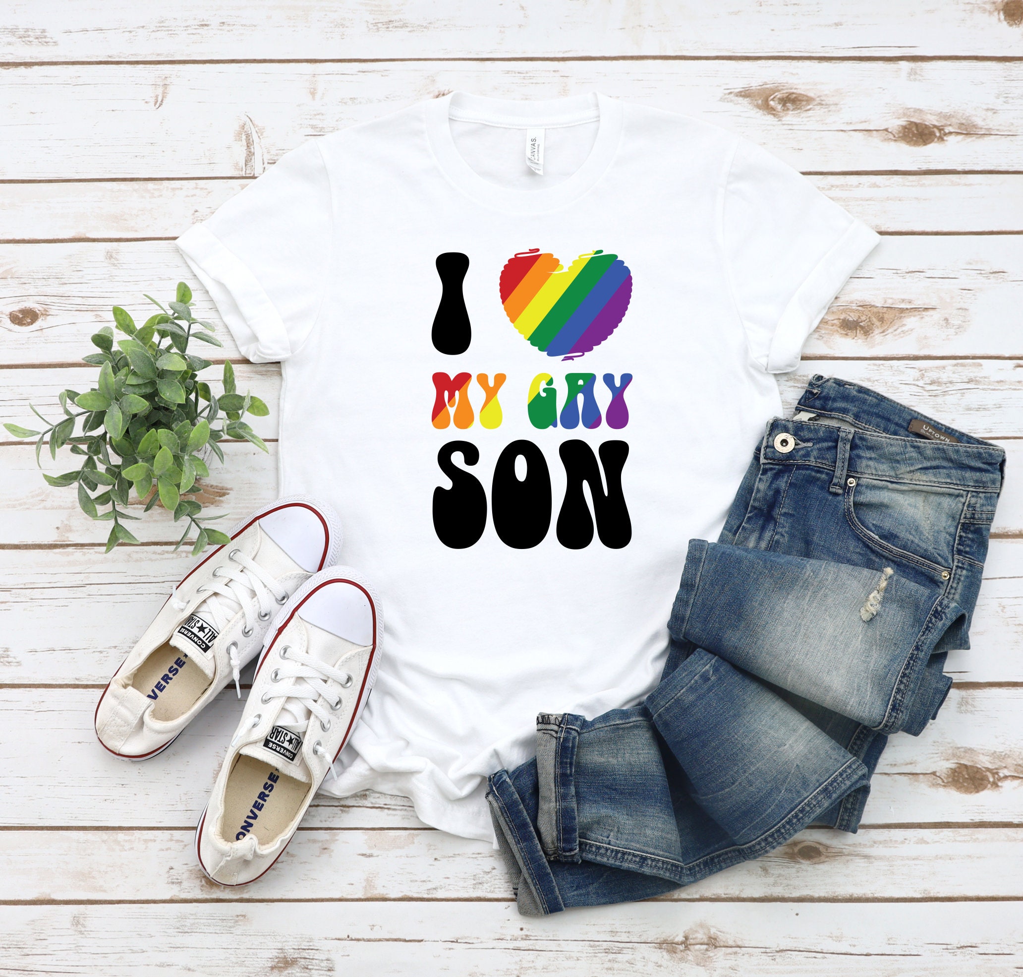 I Love My Gay Son Rainbow Hearth Pride Month Unisex T-Shirt