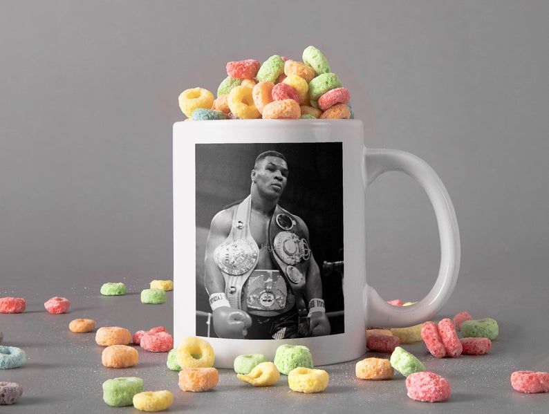 Iron Mike With Championship Belt Boxing Mug Mike Tyson Mug Boxing Legend Mug Premium Sublime Ceramic Coffee Mug White