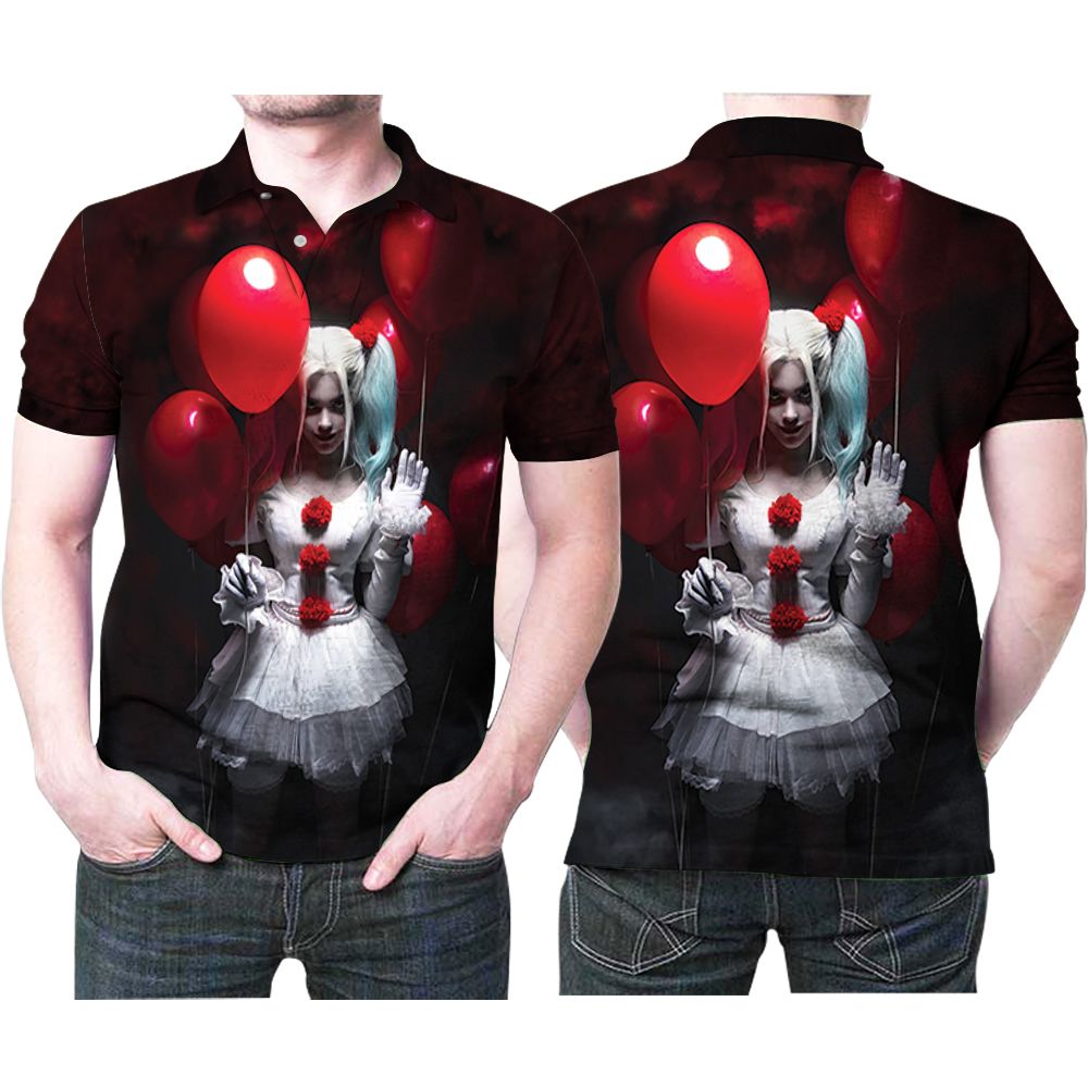 It Harley Quinn Halloween Scary 3d Printed Gift For Harley Quinn Fan Polo Shirt All Over Print Shirt 3d T-shirt