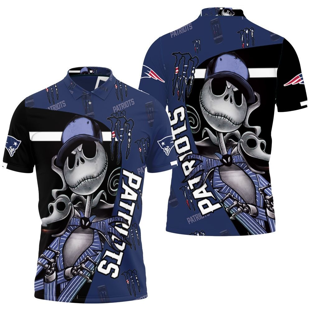 Jack Skellington Monster Energy Logo New England Patriots 3d Printed For Fan Polo Shirt All Over Print Shirt 3d T-shirt