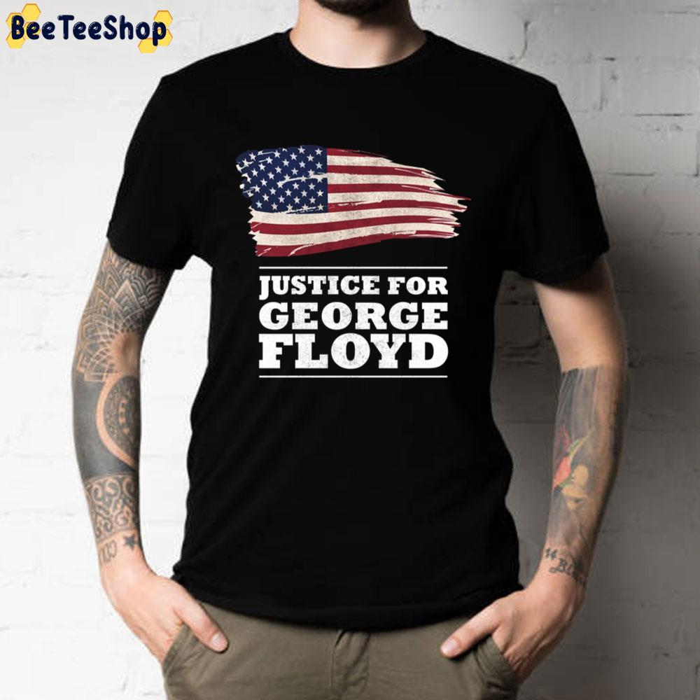 Justice For George Floyd Vintage American Flag Unisex T-Shirt