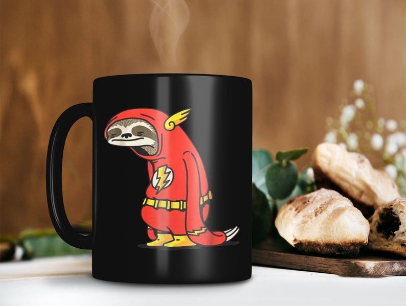 Justice League Sloth Funny Flash Mug Dc Comic Lover Gift Justice League Premium Sublime Ceramic Coffee Mug Black