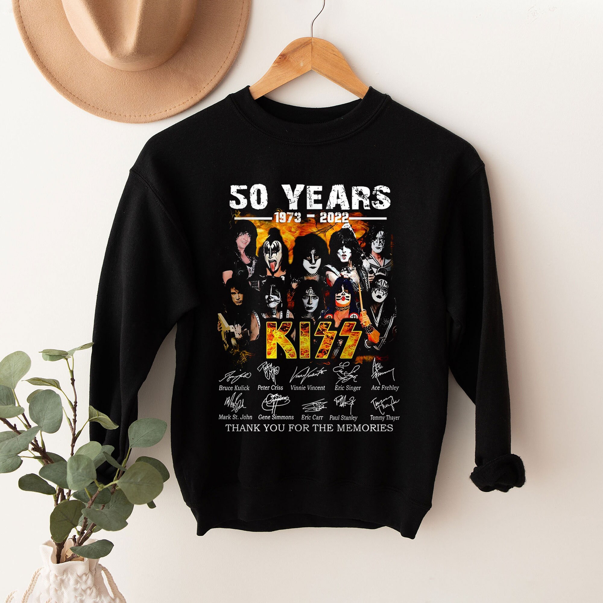 Kiss 50th Anniversary 1973-2022 Thank You For The Memories Kiss Shirt Rock And Roll Music Band Unisex Sweatshirt