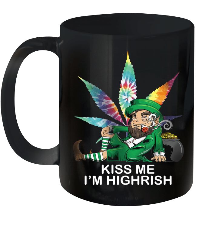 Leprechaun Kiss Me I’m Highrish Patrick’s Day Premium Sublime Ceramic Coffee Mug Black