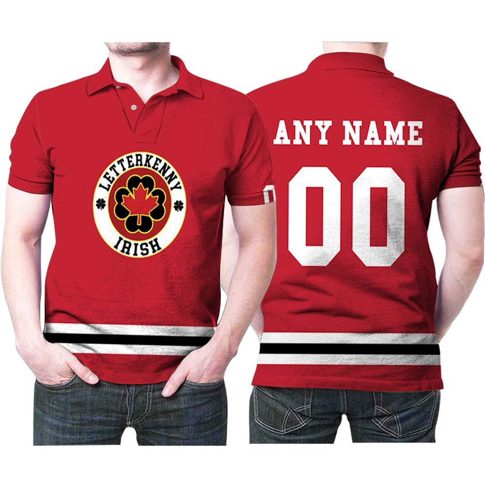 Letterkenny Irish Nhl Ice Hockey Team Logo 2020 Red Jersey 3d Designed Allover Custom Gift For Letterkenny Fans Polo Shirt