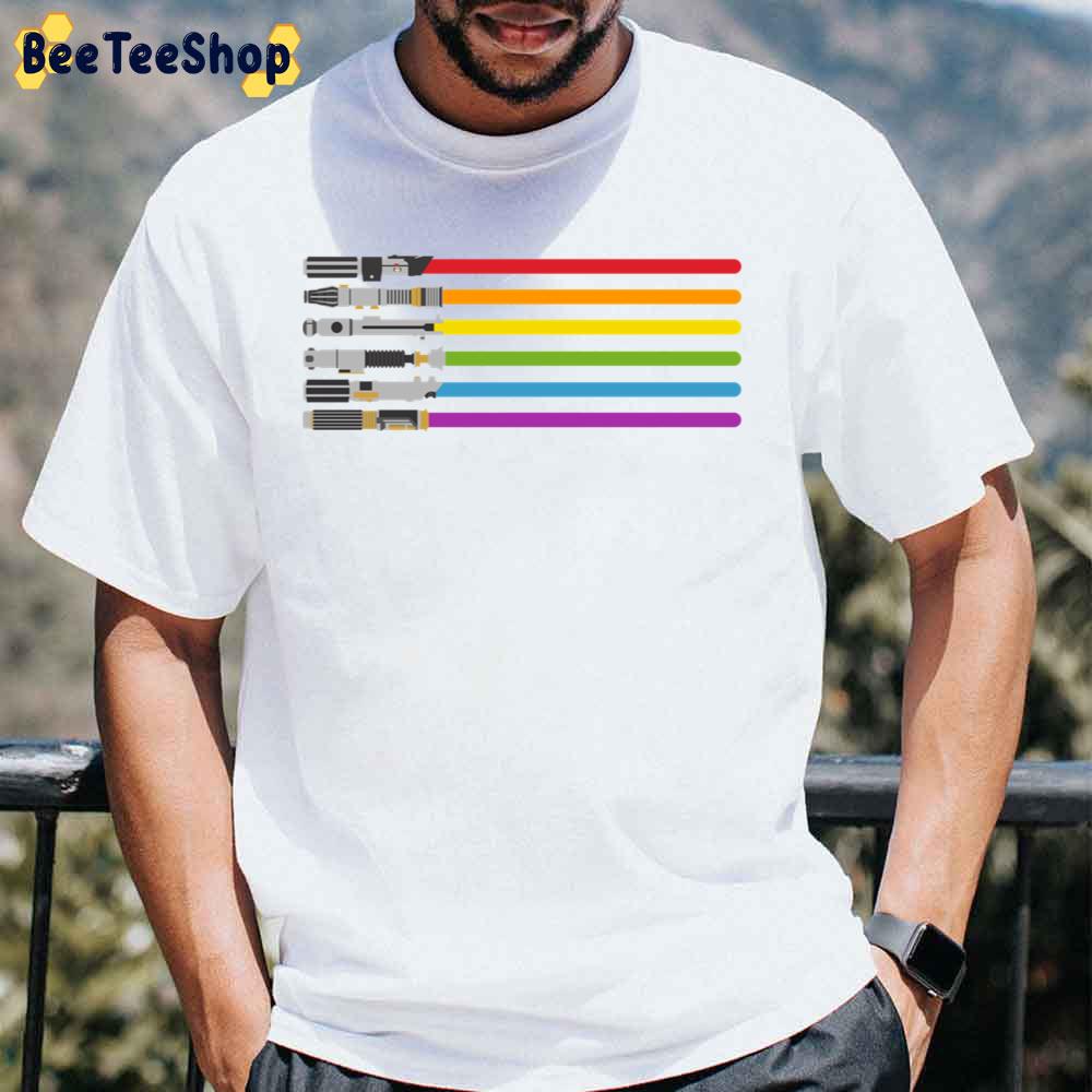 Lightsaber Rainbow Star Wars Style Pride Month Unisex T-Shirt