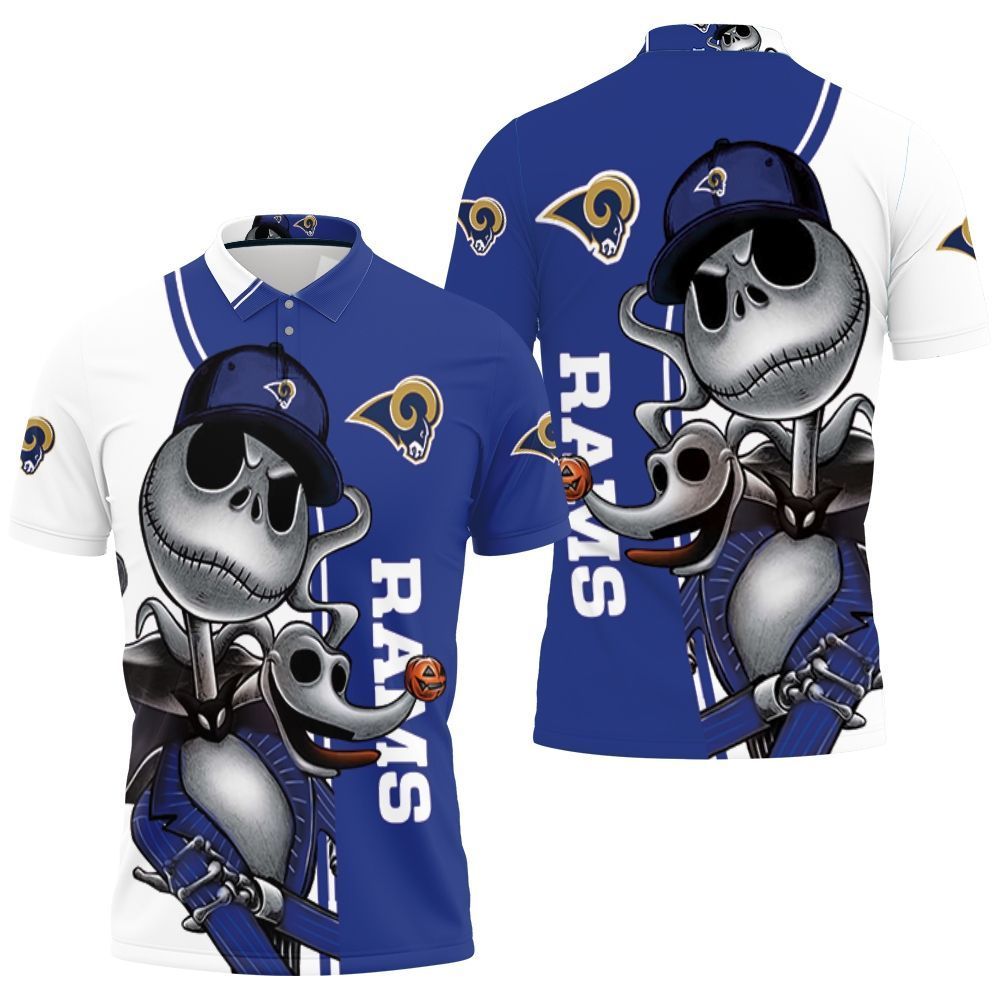 Los Angeles Rams Jack Skellington And Zero Polo Shirt All Over Print Shirt 3d T-shirt