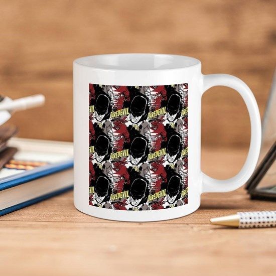 Marvel Comics Daredevil Pattern Premium Sublime Ceramic Coffee Mug White