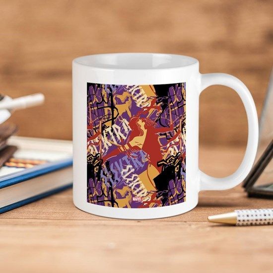 Marvel Comics Elektra Pattern Premium Sublime Ceramic Coffee Mug White