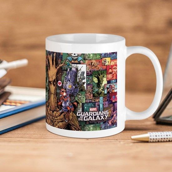 Marvel Comics Groot Rocket Comic Guardians Of The Galaxy Premium Sublime Ceramic Coffee Mug White