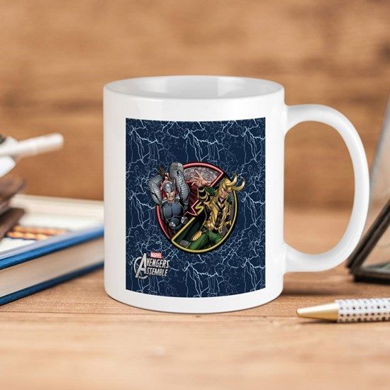 Marvel Comics Thor Vs Loki Avengers Assemble Premium Sublime Ceramic Coffee Mug White