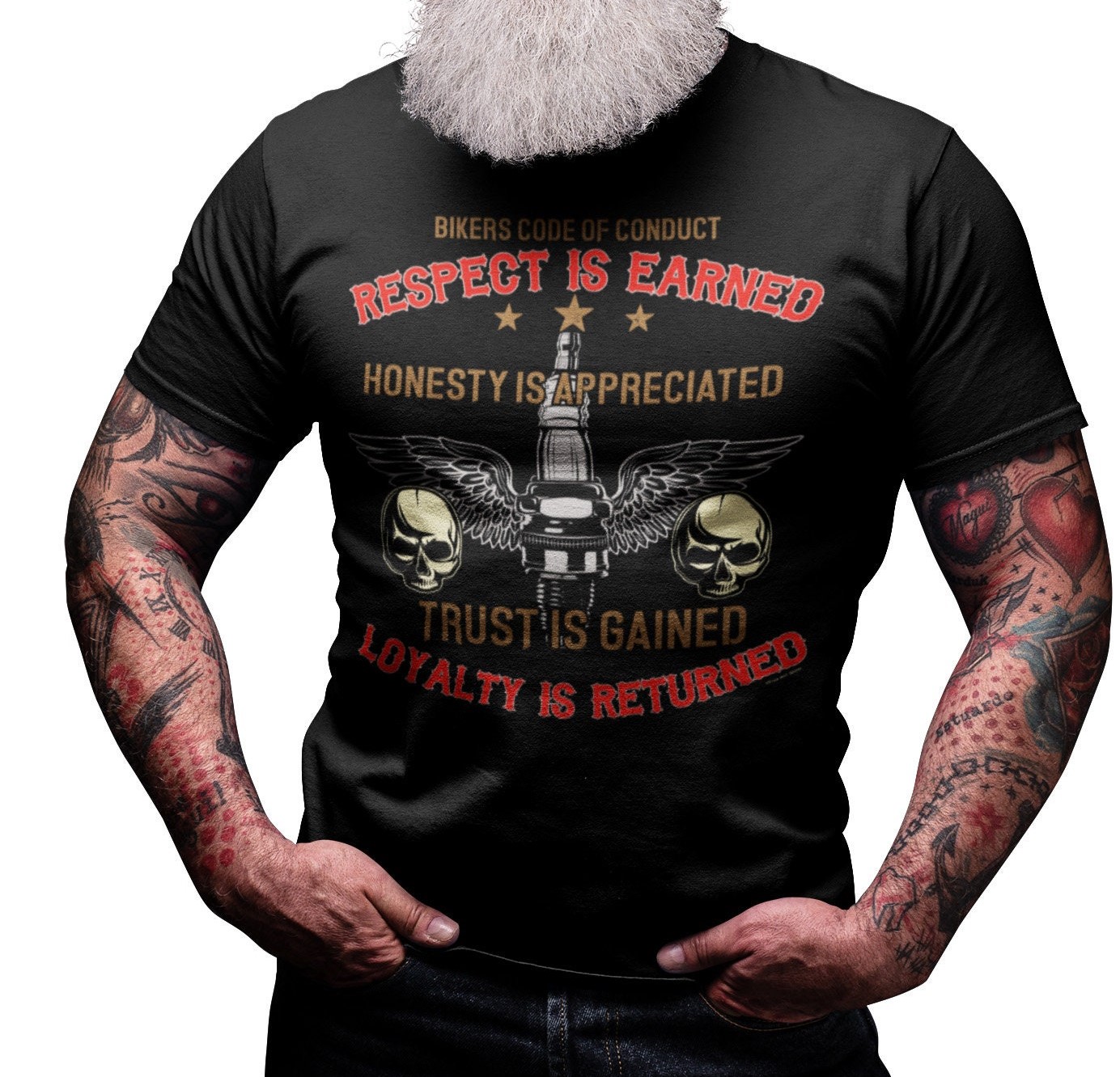 Mens Biker Respect Is Earned Organic Motorbike Funny Father’s Day Unisex T-Shirt