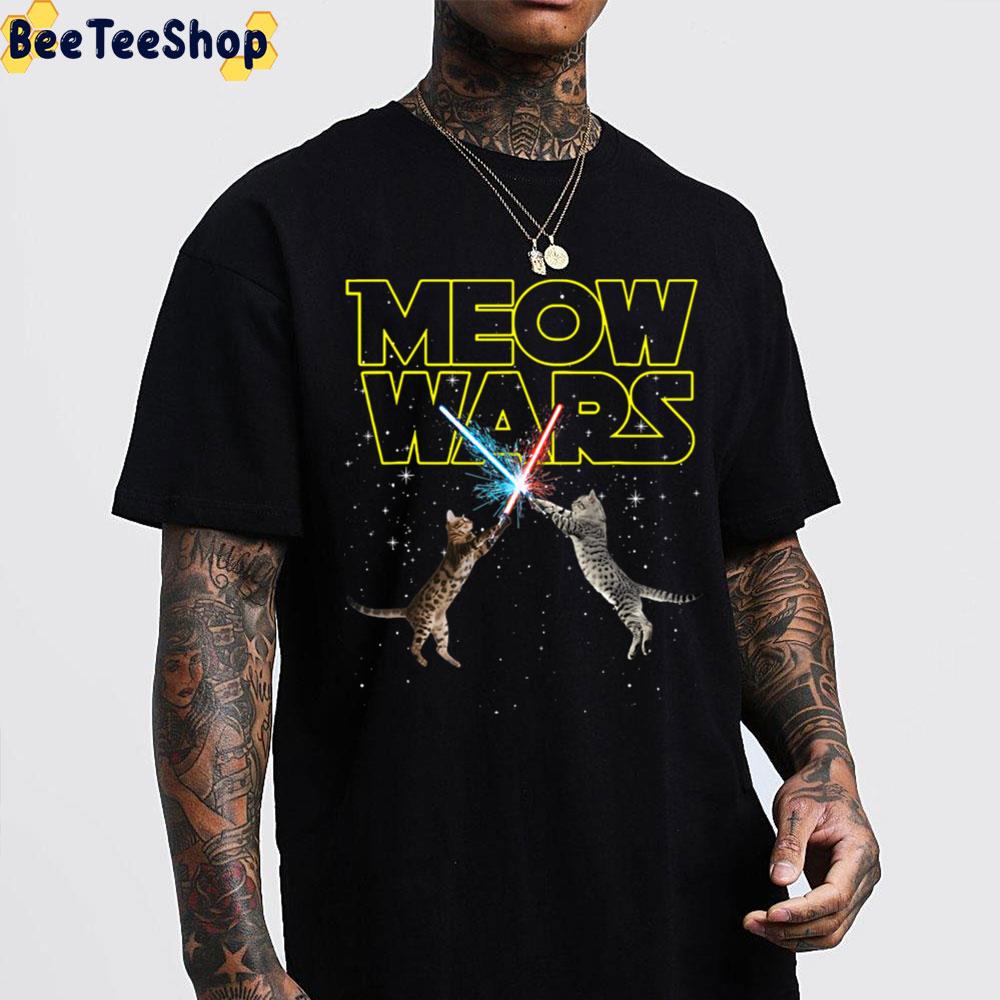 Meow Wars Space Cat Laser Cat Funny Star Wars Unisex T-Shirt