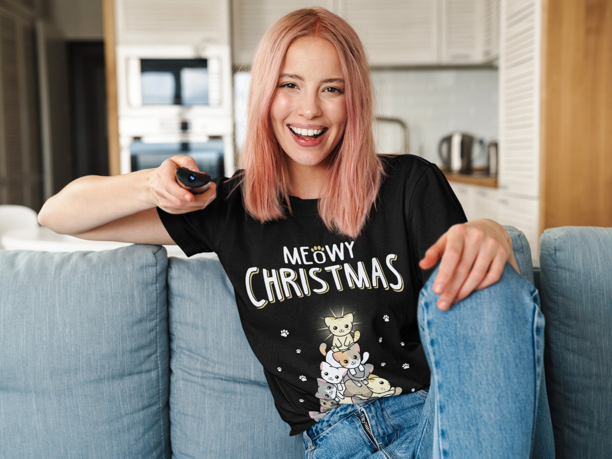 Meowy Christmas Meowy And Bright Christmas Cat Tree Unisex Sweatshirt