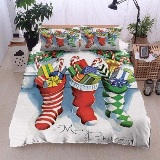 Merry Christmas Gift Socks Cotton Bedding Sets