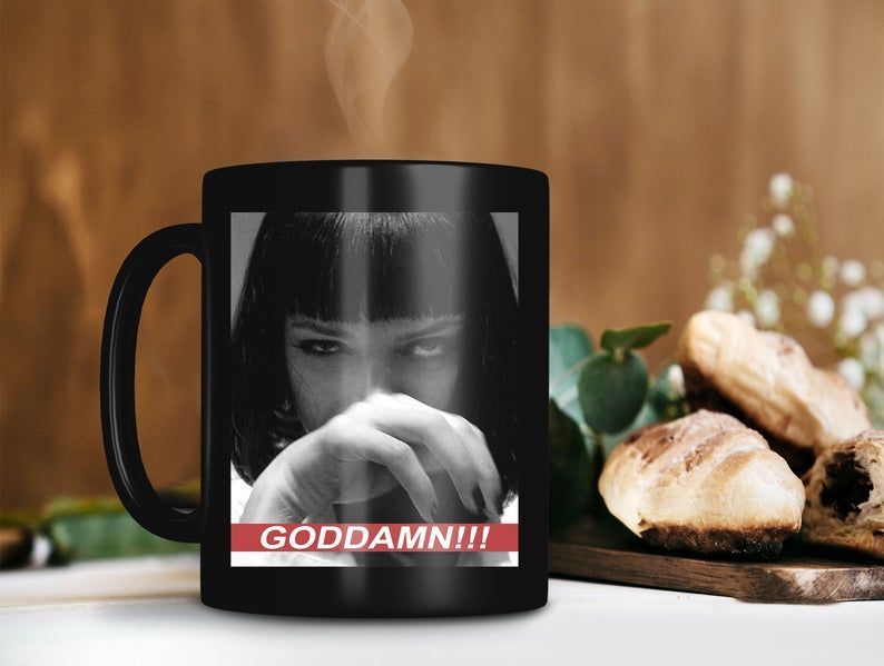 Mia Cocaine Goddam Mug Mia Wallace Mug Uma Thurman Mug Pulp Fiction Mug Retro Vintage Mug Premium Sublime Ceramic Coffee Mug Black