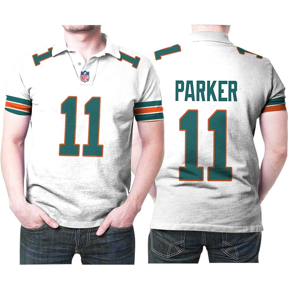 Miami Dolphins Devante Parker #11 Nfl American Football White 2019 Alternate Game 3d Designed Allover Custom Gift For Dolphins Fans Polo Shirt