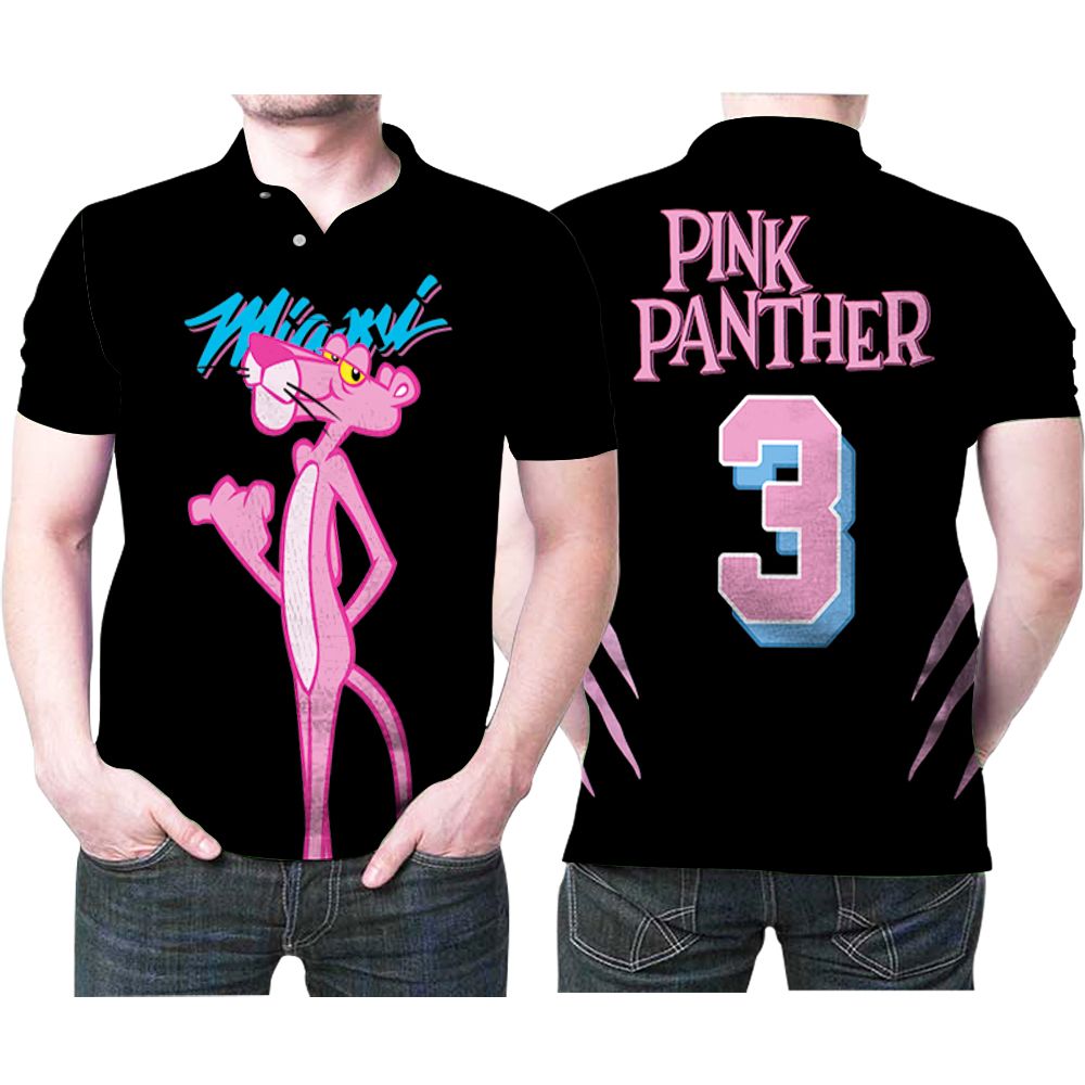 Miami Heat X Pink Panther 3 2021 Collection Black Jersey Inspired Style Polo Shirt All Over Print Shirt 3d T-shirt