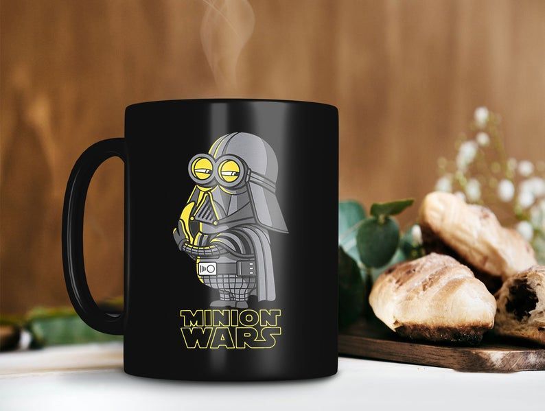 Minion Wars With Banana Mug Star Wars Gift Minion Lover Mug Premium Sublime Ceramic Coffee Mug Black