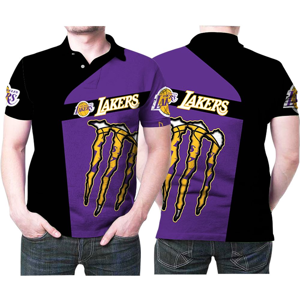 Monster Energy Los Angeles Lakers Nba Basketball Team Logo Purple 3d Designed Allover Gift For Lakers Fans Polo Shirt All Over Print Shirt 3d T-shirt