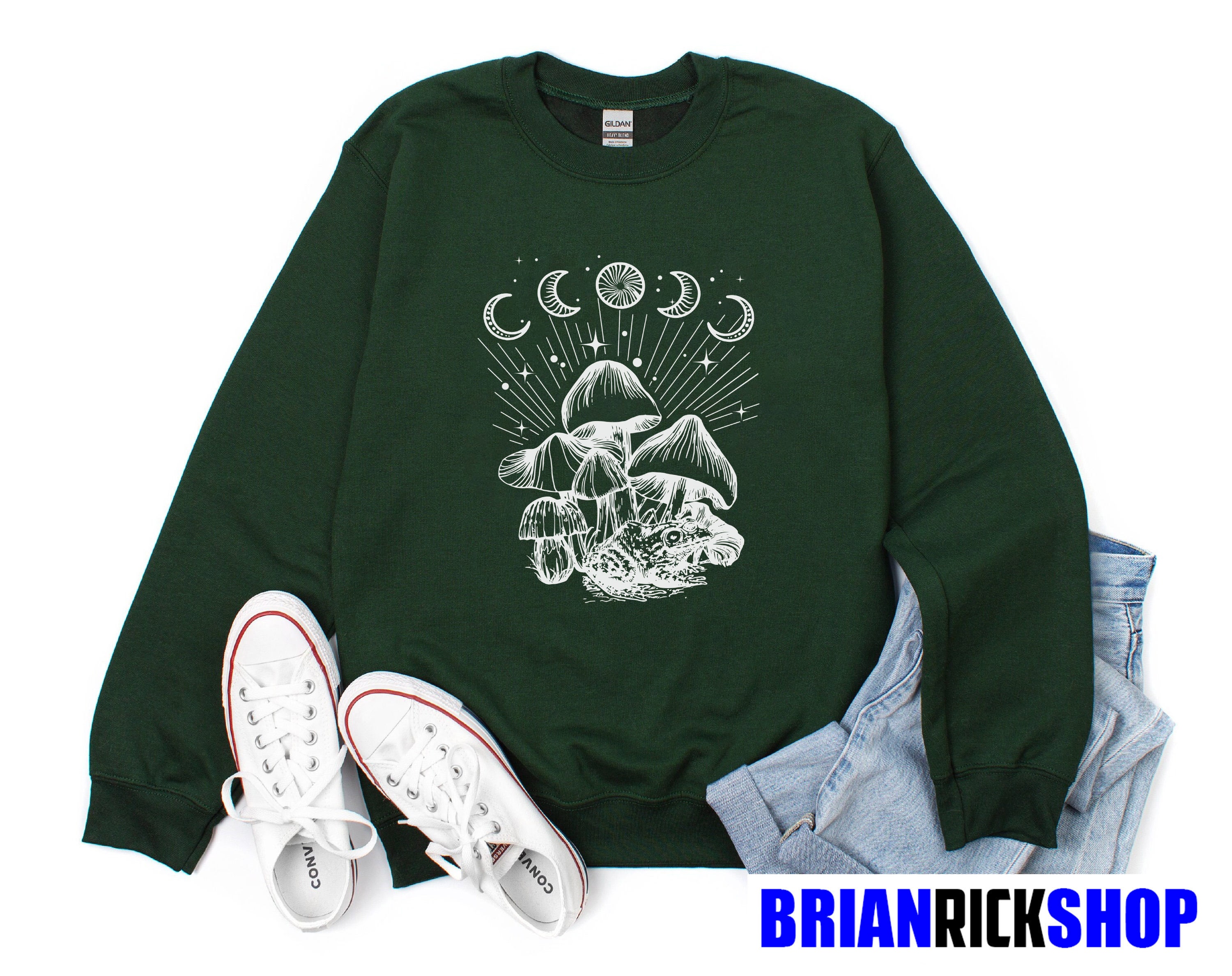 Moon Phases And Mushrooms Vintage Unisex Sweatshirt