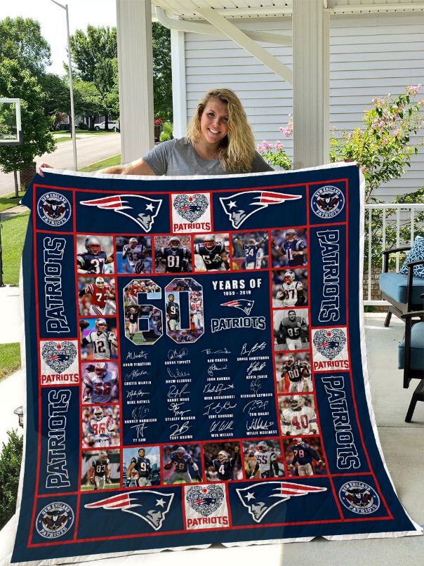 New England Patriots 60 Years Quilt Blanket