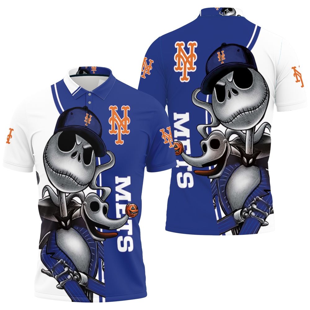 New York Mets Jack Skellington And Zero Polo Shirt All Over Print Shirt 3d T-shirt