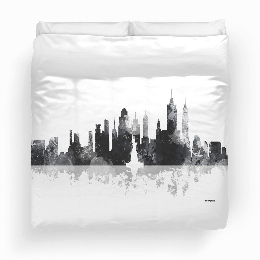 New York Skyline Black And White Bedding Set