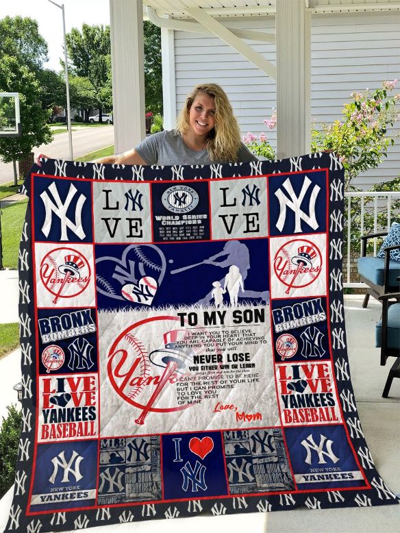 New York Yankees – To My Son – Love Mom Quilt Blanket