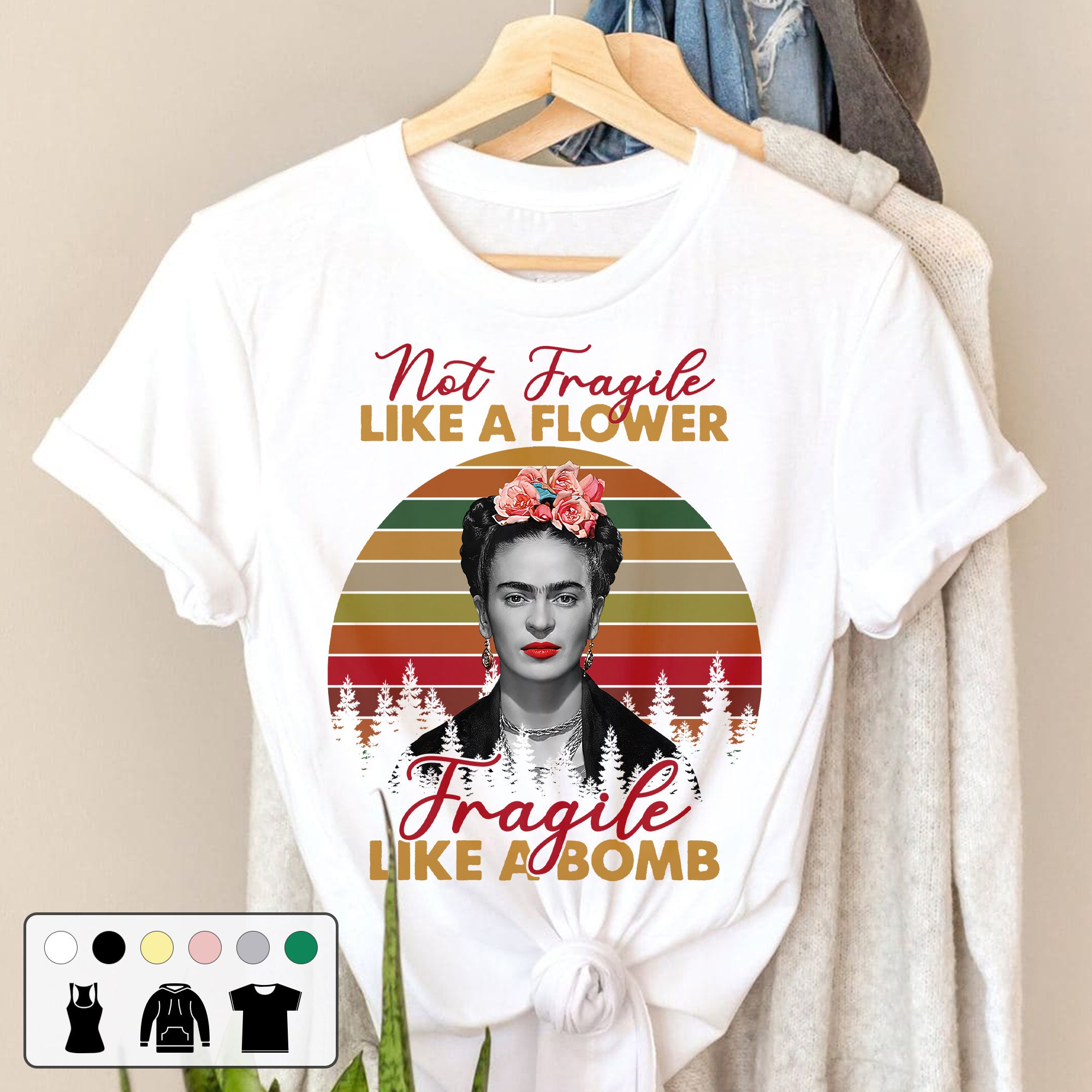 Not Fragile Like A Flower Fragile Like A Bomb Vintage Retro Unisex T-Shirt