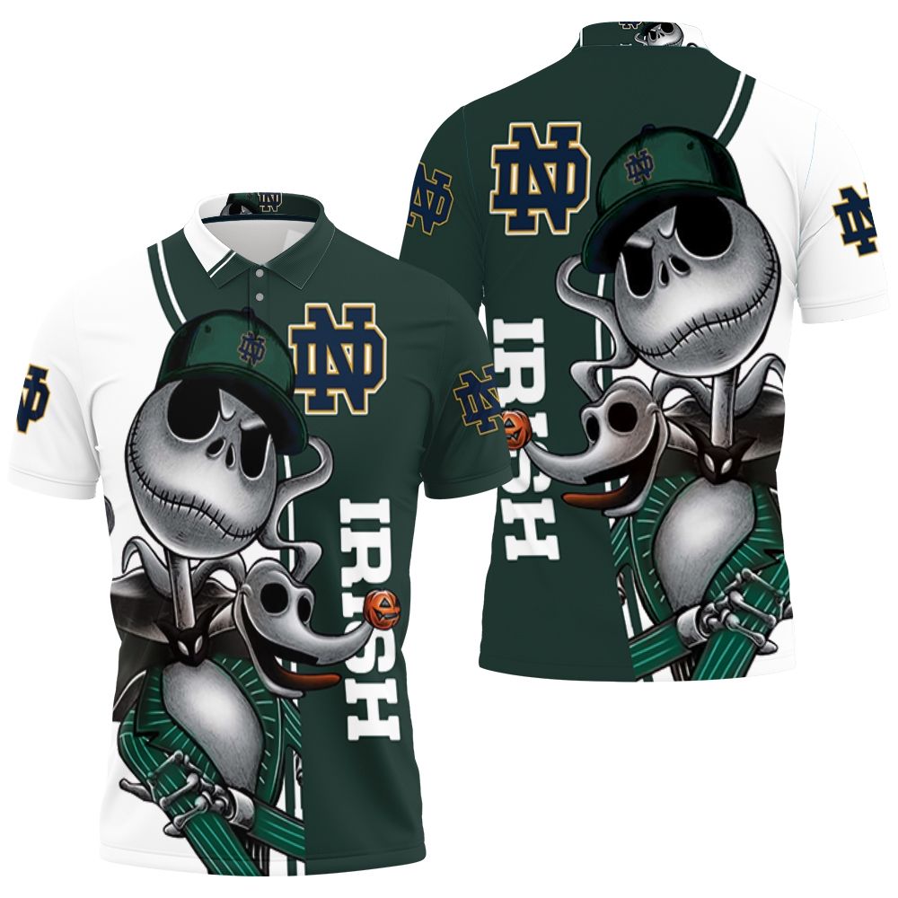 Notre Dame Fighting Irish Jack Skellington And Zero Polo Shirt All Over Print Shirt 3d T-shirt