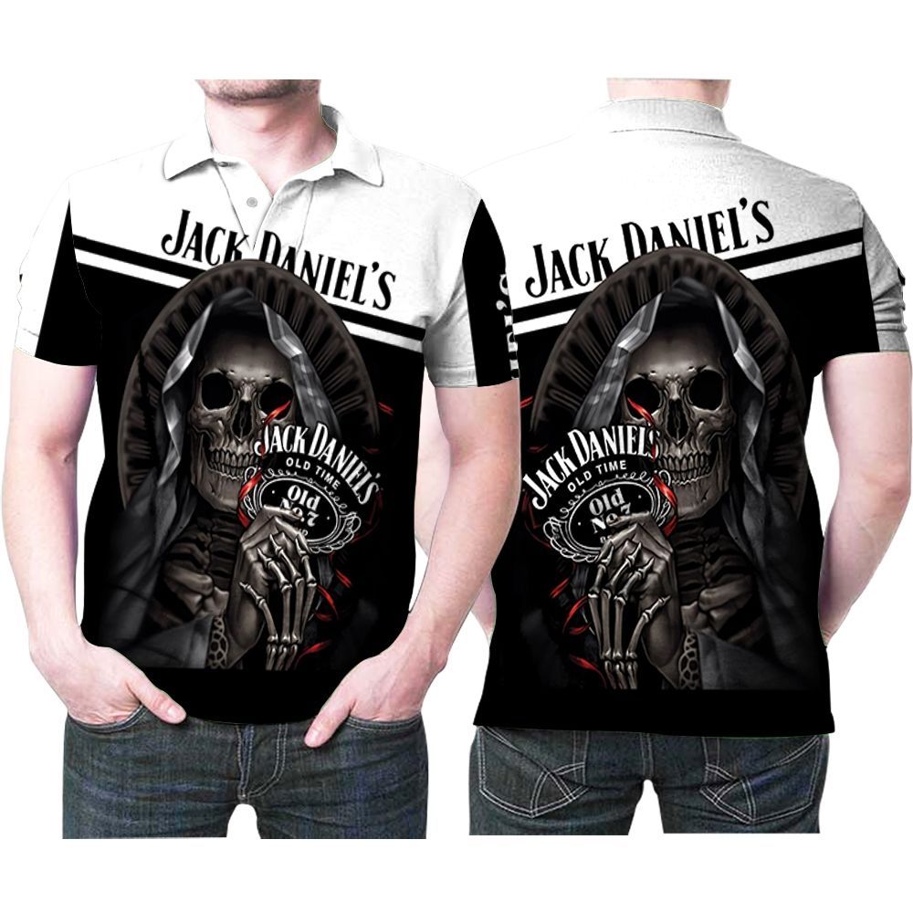 Nun Skull Hold Jack Daniels Logo For Lovers 3d Print Polo Shirt All Over Print Shirt 3d T-shirt