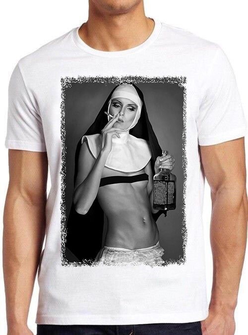 Nun Smoking Weed Black Art Unisex T-Shirt