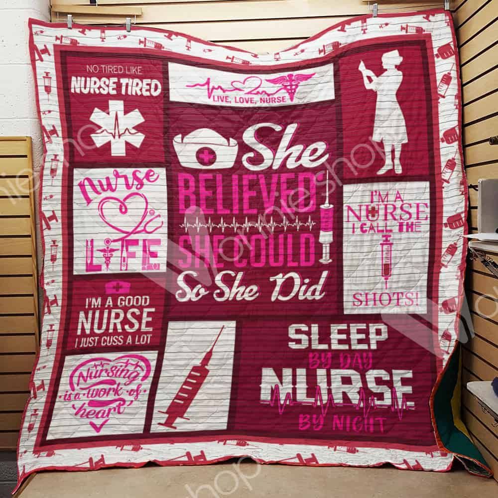 Nurse Sleep By Day Nurse By Night Pink Quilt Blanket Great Customized Gifts For Perfect Gift For Nurse