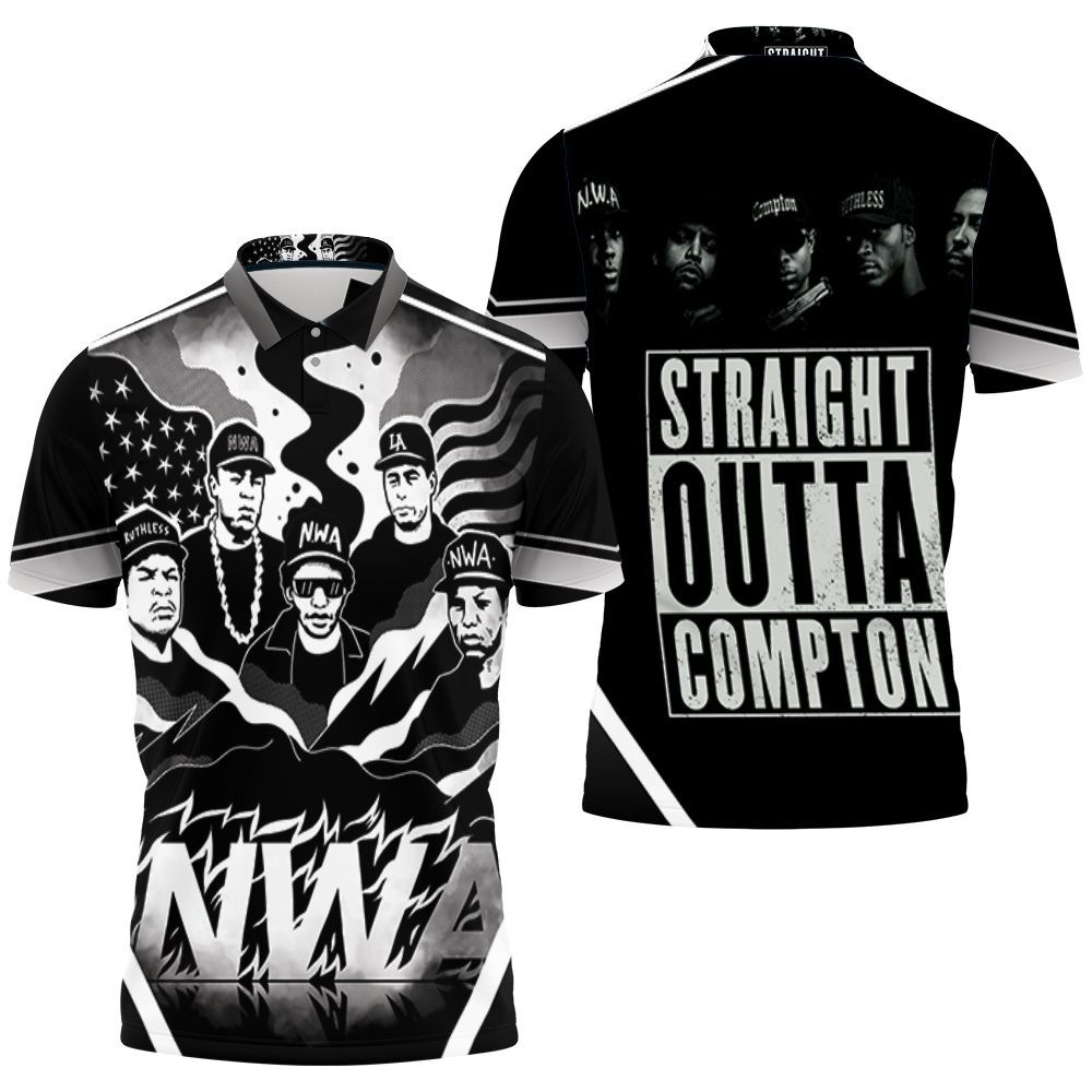 N.w.a. Group Members Black And White Graffiti Style Polo Shirt All Over Print Shirt 3d T-shirt