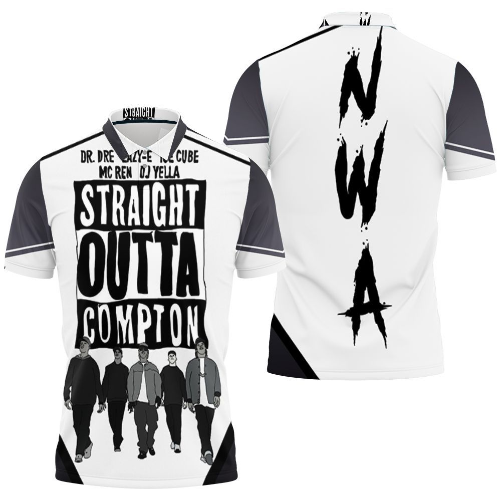 N.w.a Straight Outta Compton Black And White Polo Shirt  All Over Print Shirt 3d T-shirt