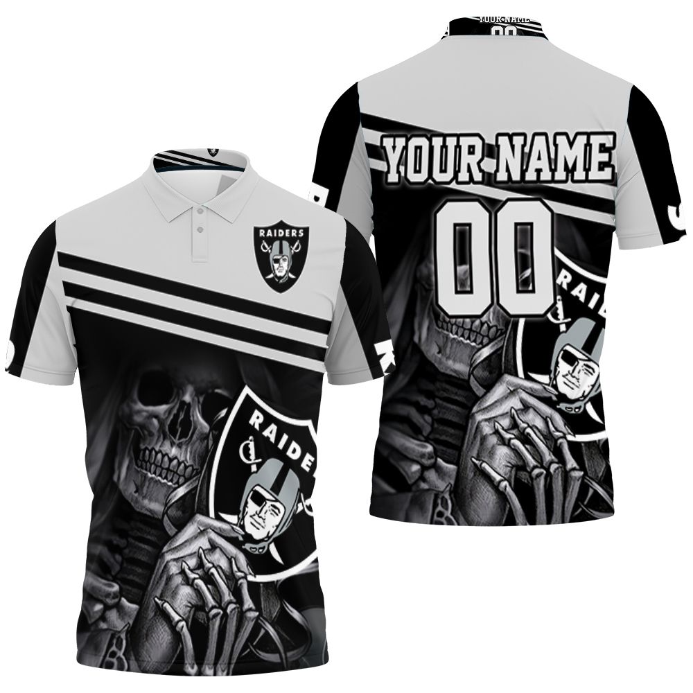 Oakland Raiders Skull Maiden Fans Personalized Polo Shirt All Over Print Shirt 3d T-shirt