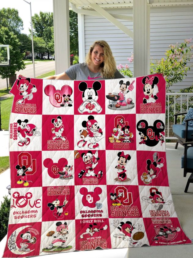 Oklahoma Sooner Mickey Quilt Blanket Quilt Blanket Great Customized Gifts For Perfect Gifts For Mickey Lover