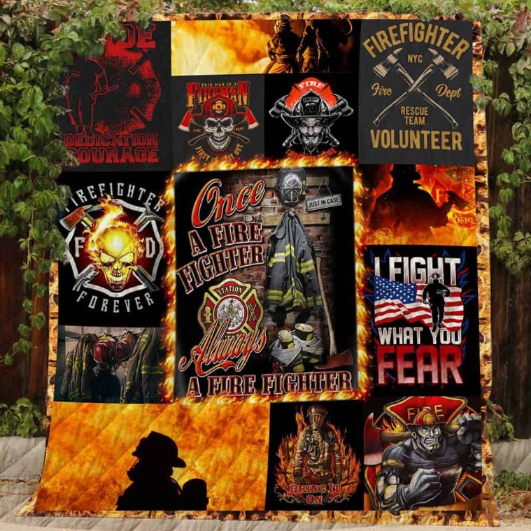 Once A Firefighter Quilt Blanket Great Customized Blanket Gifts For