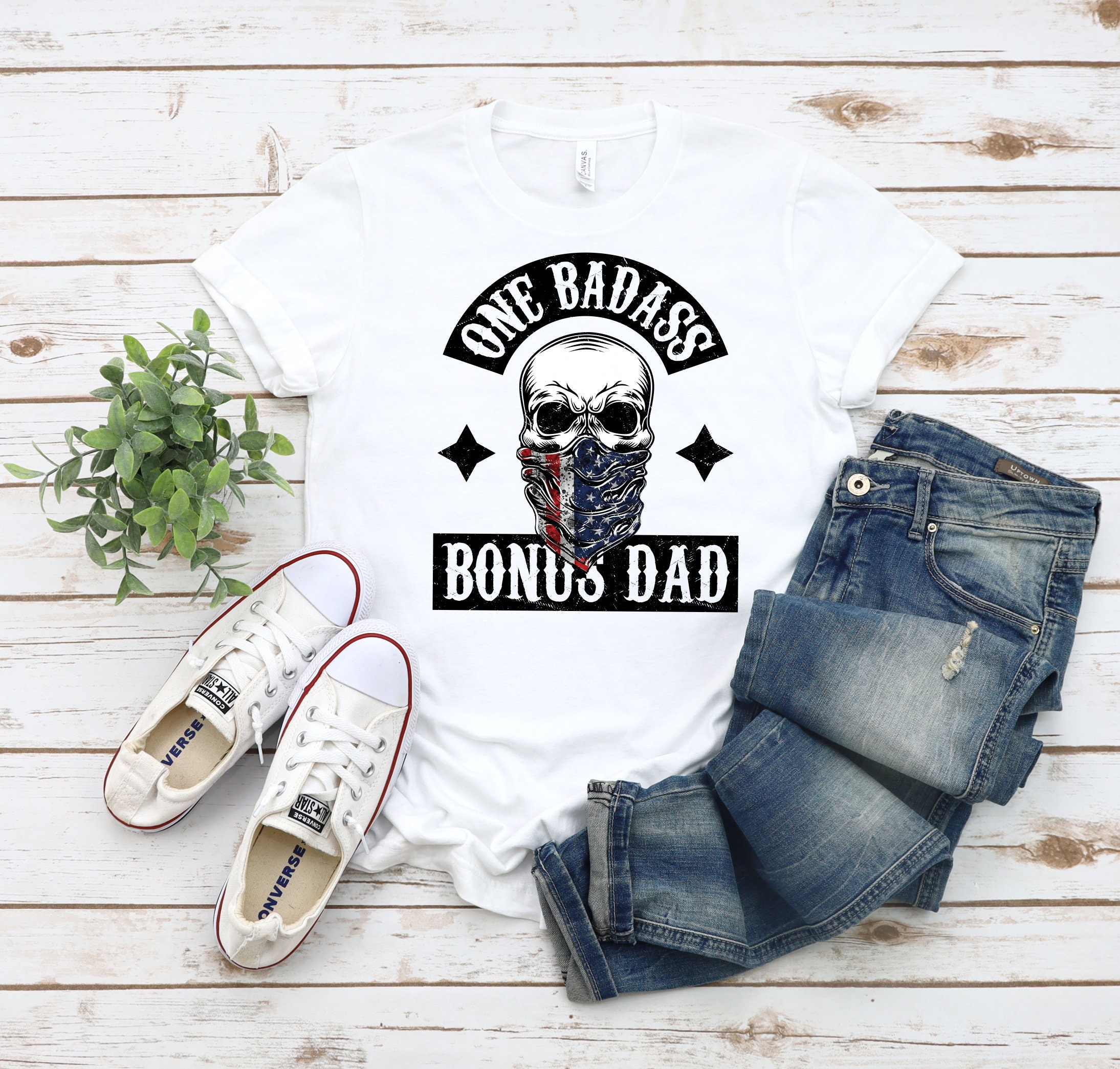 One Badass Bonus Dad With Skeleton Graphic Father’s Day Unisex T-Shirt