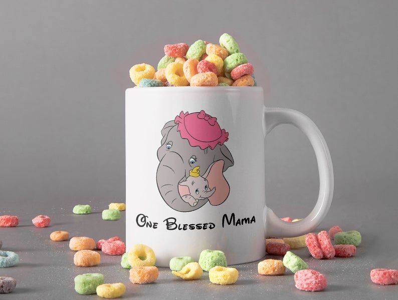 One Blessed Mama Dumbo Mug Mrs. Jumbo Mug Disney Lover Mug Mother Day Gift Premium Sublime Ceramic Coffee Mug White