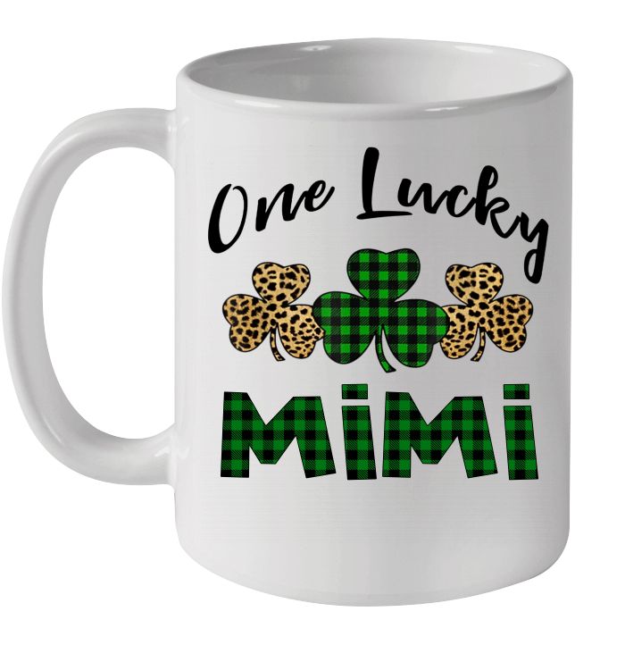 One Lucky Mimi Leopard Plaid St Patrick’s Day Premium Sublime Ceramic Coffee Mug White