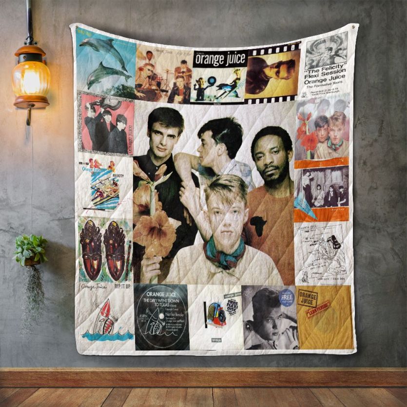 Orange Juice Album Covers Quilt Blanket