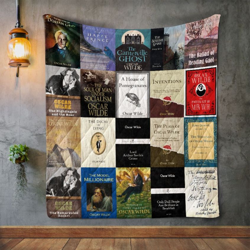 Oscar Wilde Books Quilt Blanket