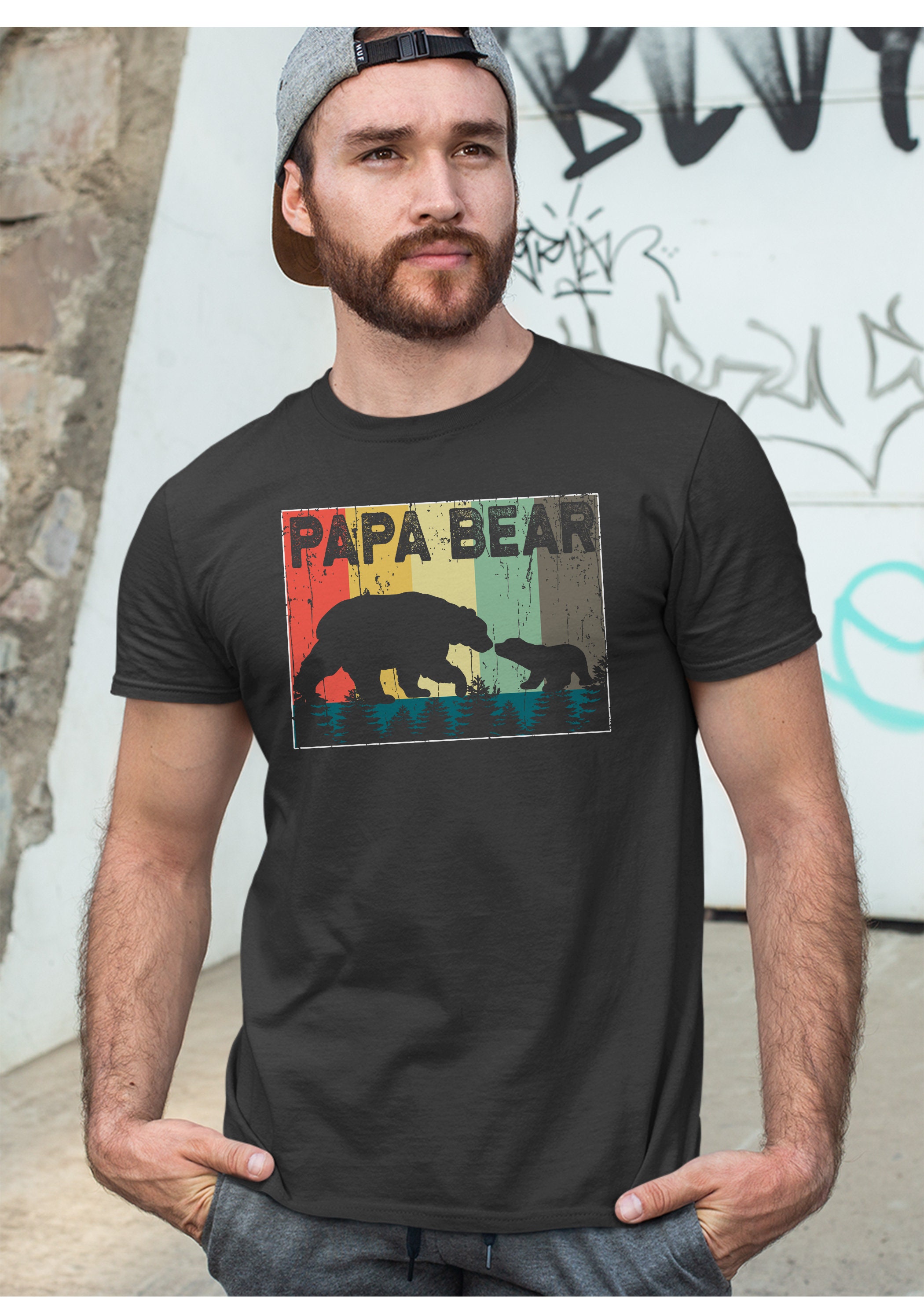 Papa Bear Vintage Sunset Forrest Father’s Day Unisex T-Shirt